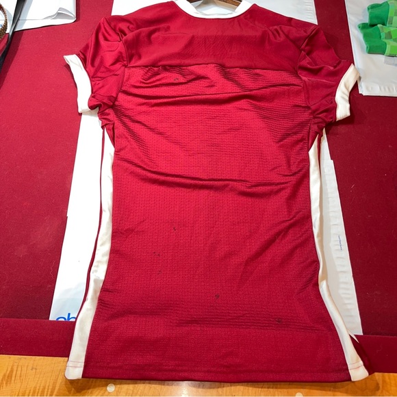 RUSSELL sporty spice SHIRT DRESS athletic burgundy White Stripes Short Sleeve Lg - Picture 11 of 16